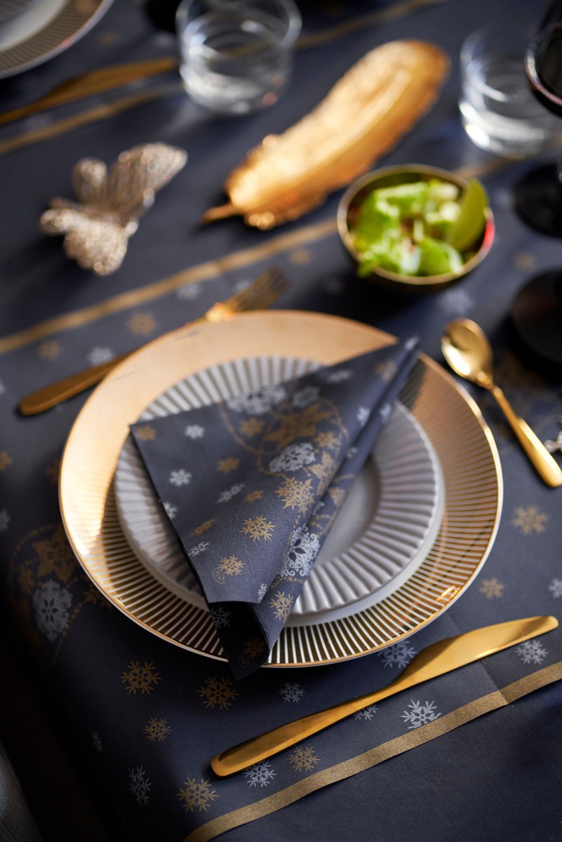 Stolnjak Dunicel nalik platnu 138x220 cm Snow Glitter Black