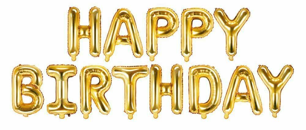 Folijski natpis HAPPY BIRTHDAY zlato 340x35 cm