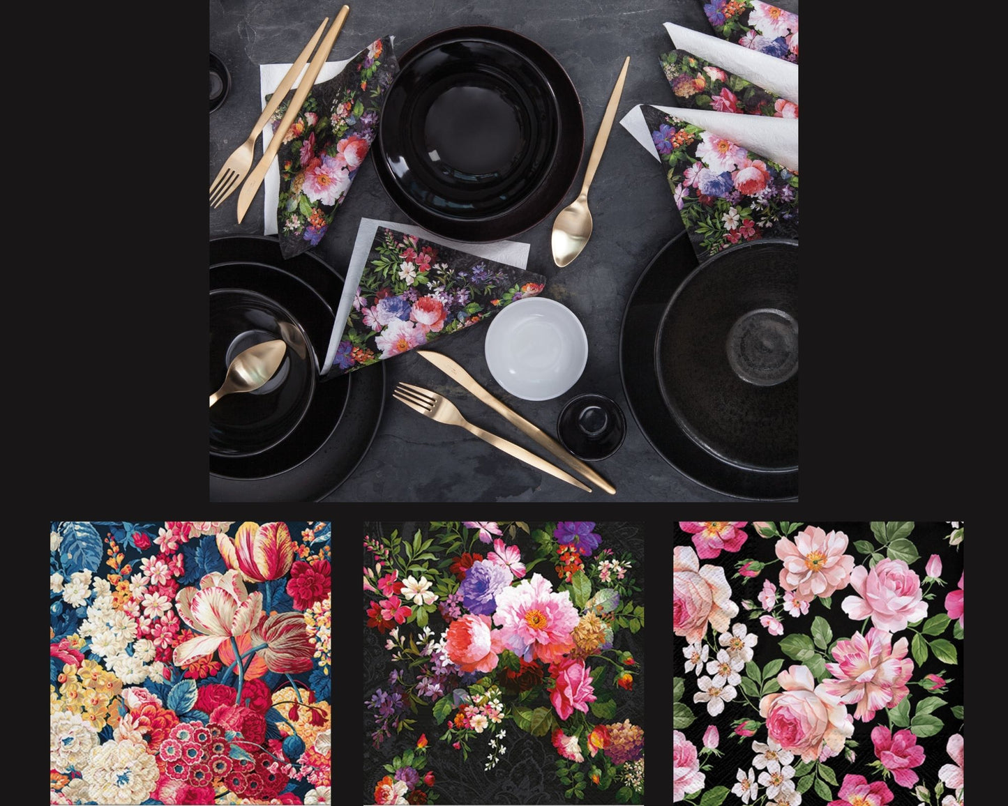 Salvete troslojne 33x33 cm Roses on Velvet 1/20