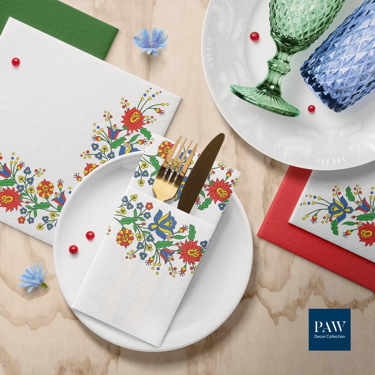 Arlaid pocket salvete 40x40cm Folk Flowers 1/25