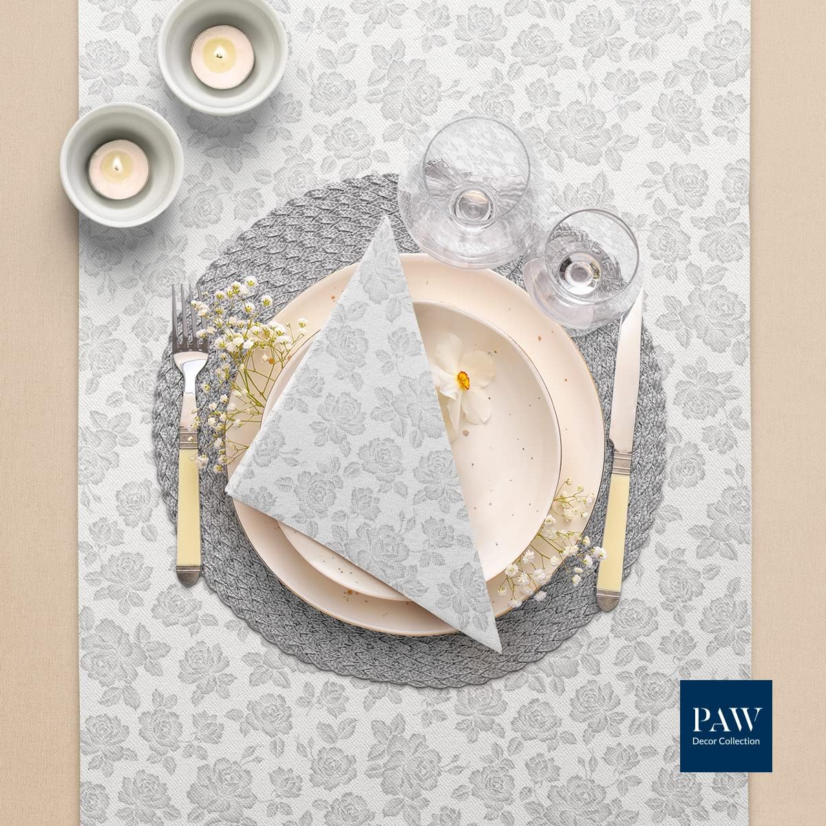 Arlaid runer(stolna traka) 0,4x24 Subtle Roses Silver