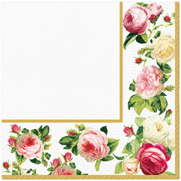 Salvete troslojne 33x33 cm Rosy Frame Gold 1/20