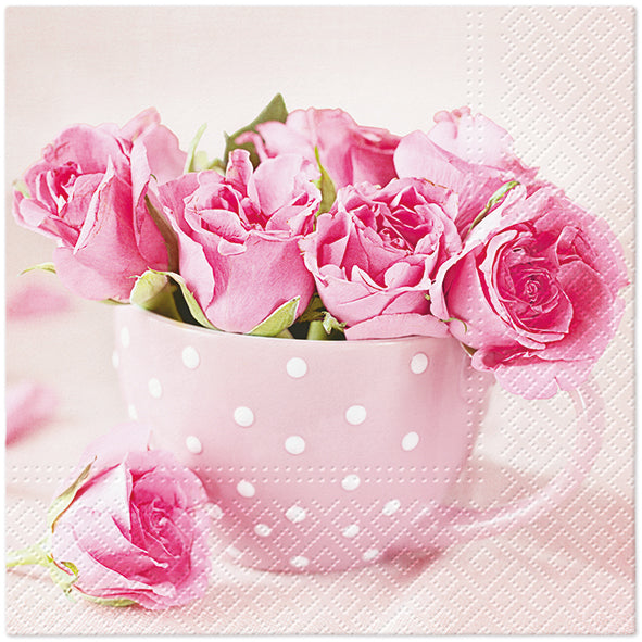 Salvete troslojne 33x33 cm Roses in a Cup 1/20