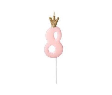 Rođendanska svjećica br.O-9 roza-zlato 9,5 cm