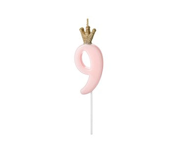 Rođendanska svjećica br.O-9 roza-zlato 9,5 cm