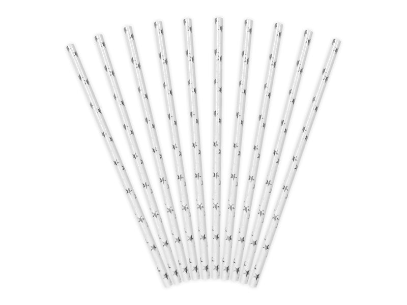 Papirne slamke silver star 19,5cm 1/10