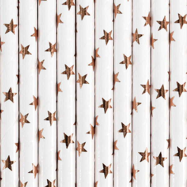 Papirne slamke rose star 19,5cm 1/10