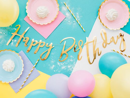 Baner Happy Birthday Gold 16,5x2 cm
