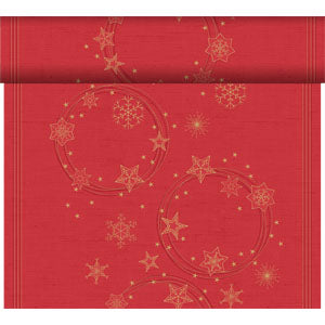Duni Dunicel  3u1 runer nalik platnu 40x480 cm Star Shine Red
