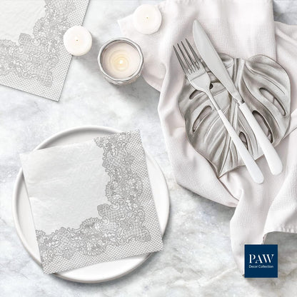Salvete troslojne 33x33 cm Royal Lace Silver 1/20