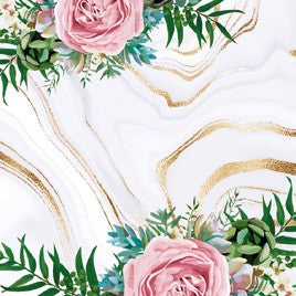 Salvete Daisy 33/20 Pink Roses on Grey & Gold Marble