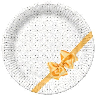 Papirni tanjiri  Daisy Zlatna mašnica 18 cm 1/8