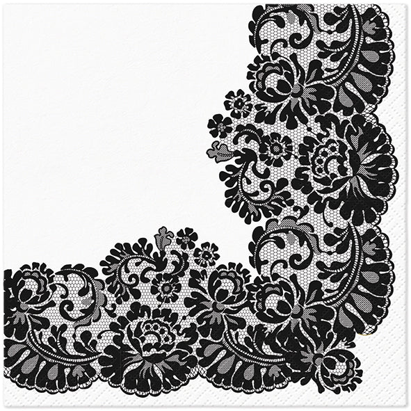 Salvete troslojne 33x33 cm Lacy Frame Black 1/20