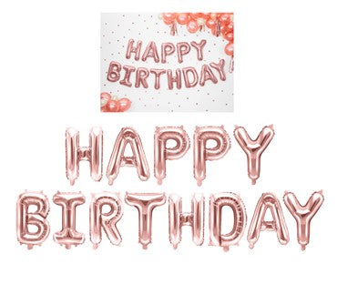 Folijski natpis HAPPY BIRTHDAY roze zlato 340x35 cm