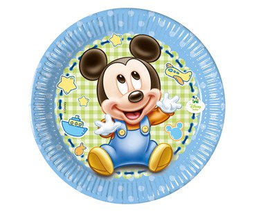 Papirni okrugli tanjiri 20 cm 1/8 Mickey Baby