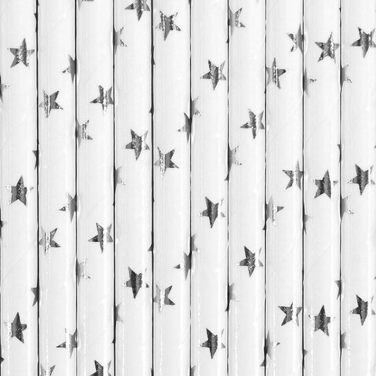 Papirne  slamke silver star 19,5cm  1/10