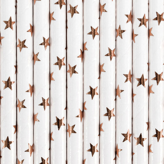 Papirne  slamke rose star  19,5cm  1/10