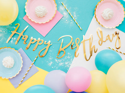 Baner Happy Birthday Gold  16,5x2 cm
